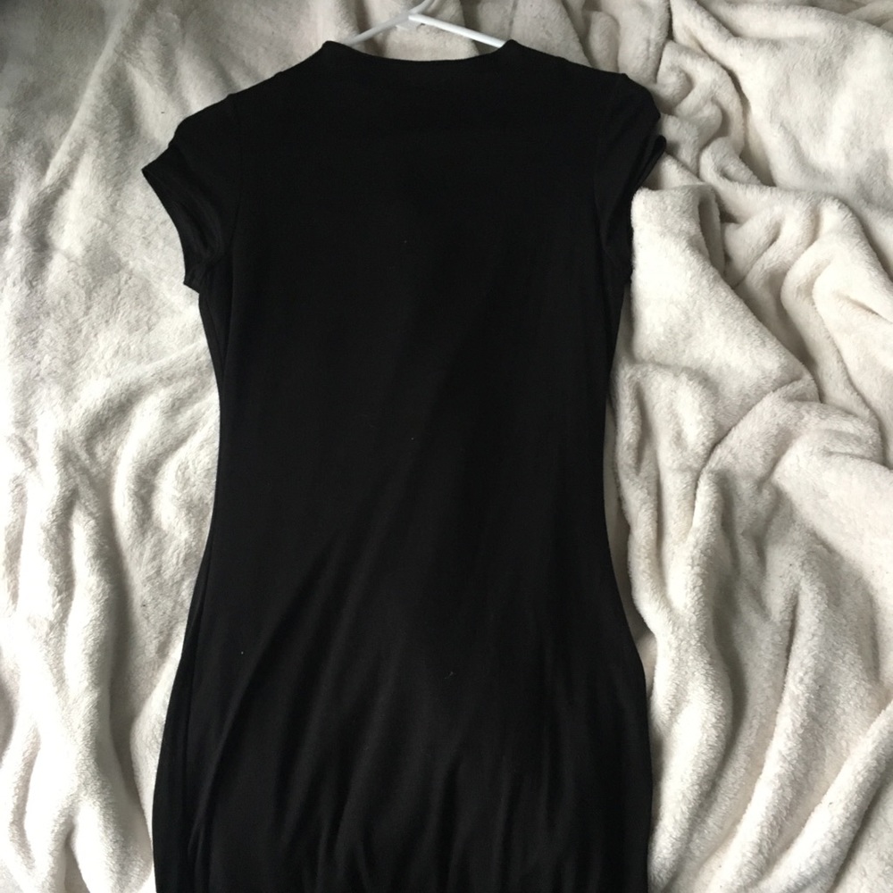 plain black fitted casual dress